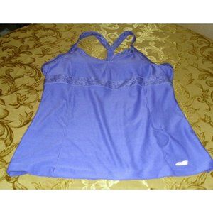 Ladies Swimsuit Top by Avia Racer Back Purple & Floral.Print Padded Bra Size L